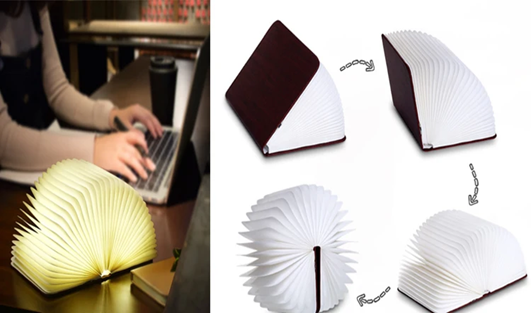 LED BOOK LAMP FOR READING, CUSTOMIZABLE PORTABLE READING LIGHT, FOLDABLE, WITH USB RECHARGEABLE WOODEN COVER, NIGHT LIGHTS.